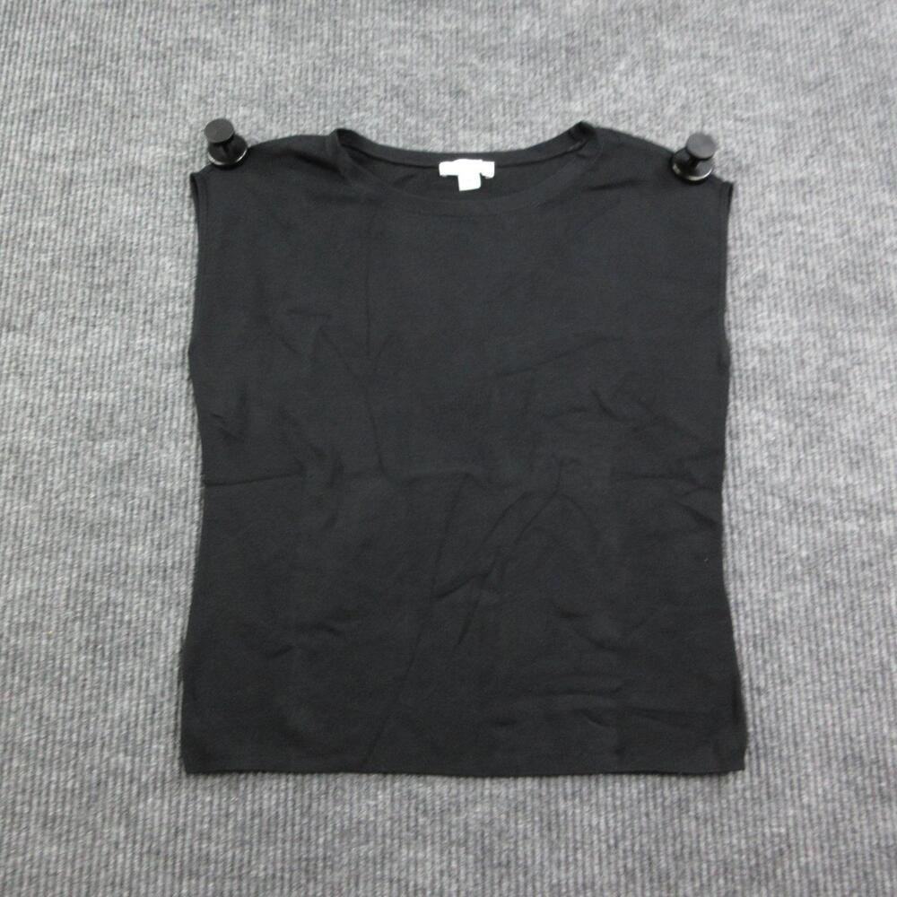 Coldwater Creek Sweater Womens M Black Tight-Knit Sleeveless Lightweight NWOT